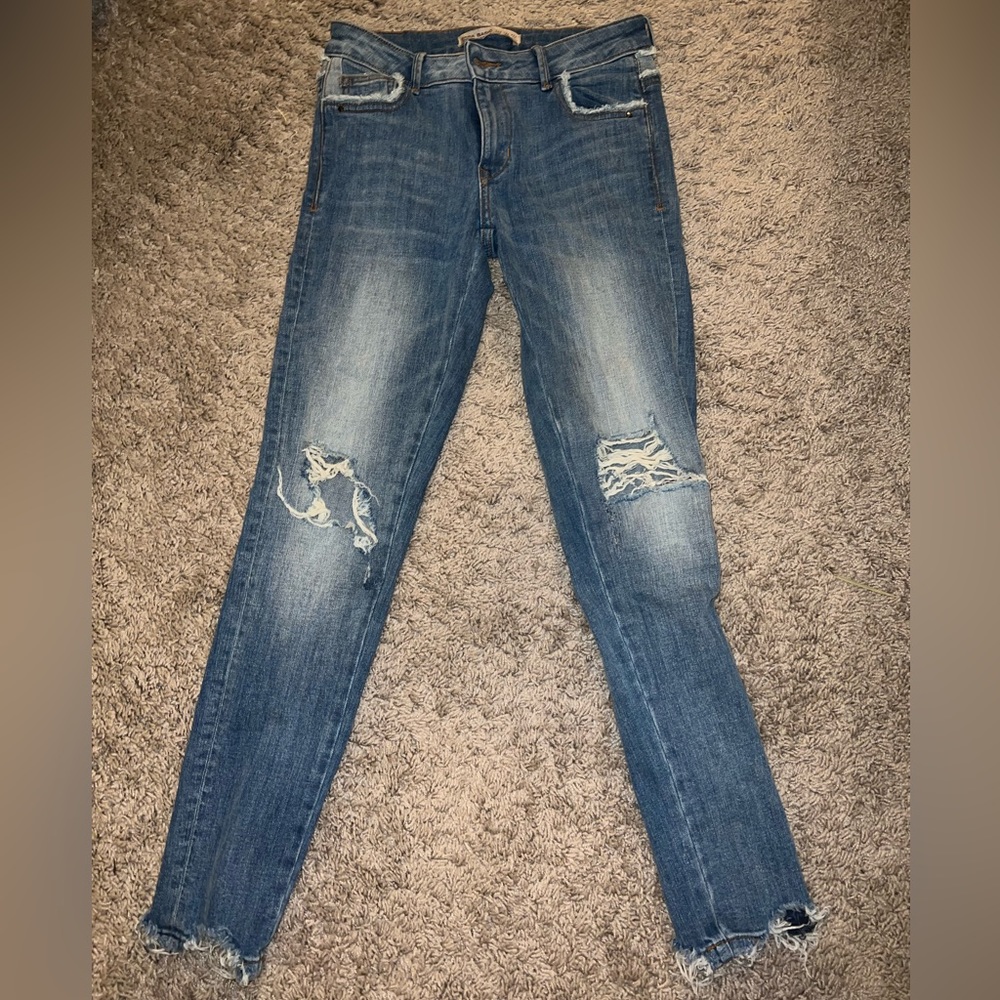 Zara Z1975 Skinny Distressed Denim Jeans